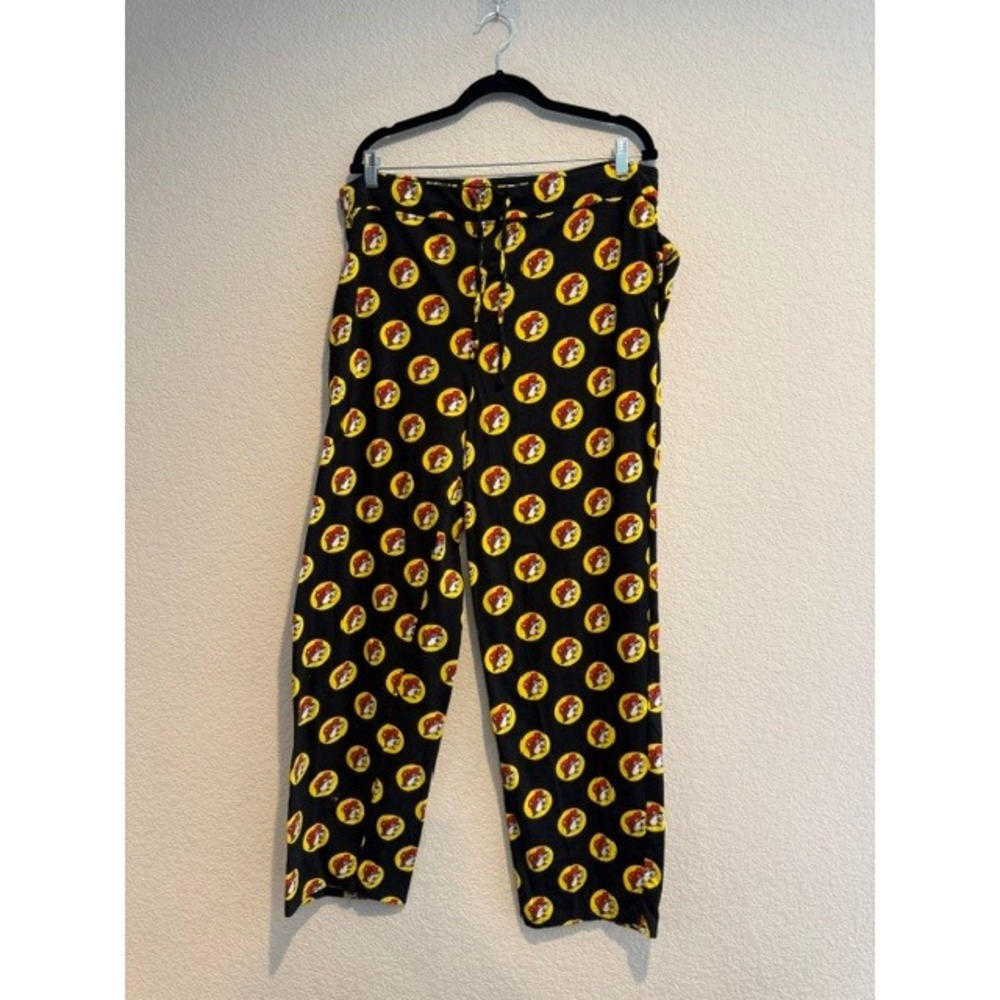 Buc-ee's Beaver Logo Pajama Pants Womens 2XL Black Yellow All Over Print Lounge